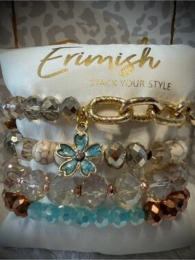 New ERIMISH Bracelets 4 Pc- Turquoise - Custom Regular, Kids or Extended Size